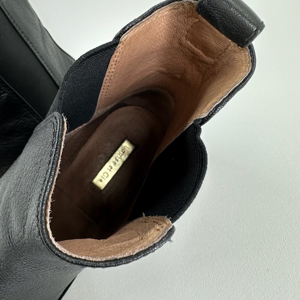 Louise et Cie Valtina Pearl Heel Chelsea Boots Women US 9M Pebbled Leather Black - Picture 11 of 13
